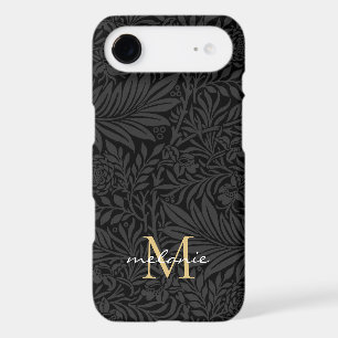 Elegant Black Floral Script Monogram