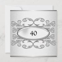 Elegant Black Floral Silver 40th Birthday Party