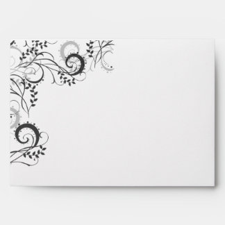 Elegant Black Floral Stationery Envelope