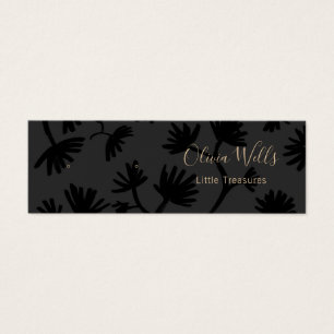 Elegant Black Floral Stud Earring Display Card