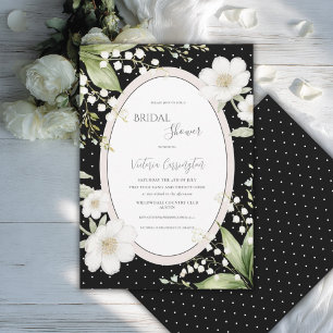 Elegant Black Floral Vintage Bridal Shower Invitation