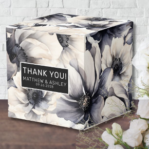 Elegant Black Floral Wedding Favour Box