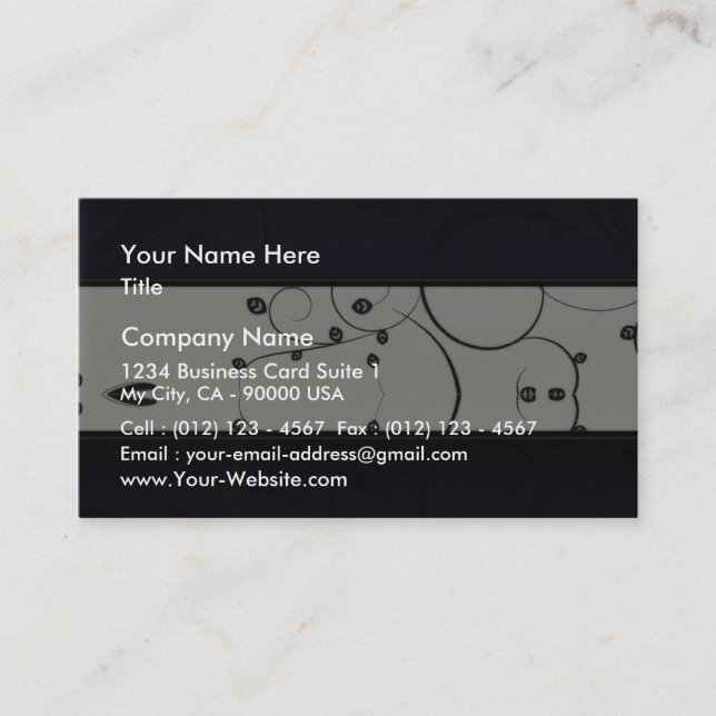Elegant Black floral wedding gift Business Card (Front)