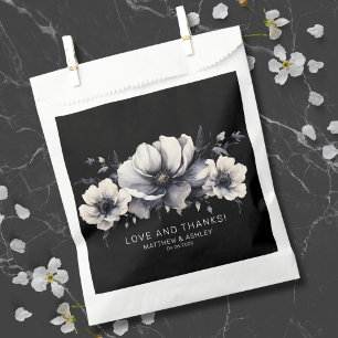 Elegant Black Floral Wedding Thank You Favour Bag