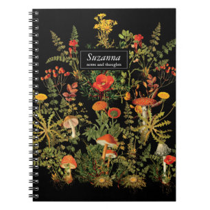 Elegant Black Florals Botanicals Notebook