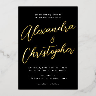 Elegant Black Flourish Calligraphy Wedding Gold