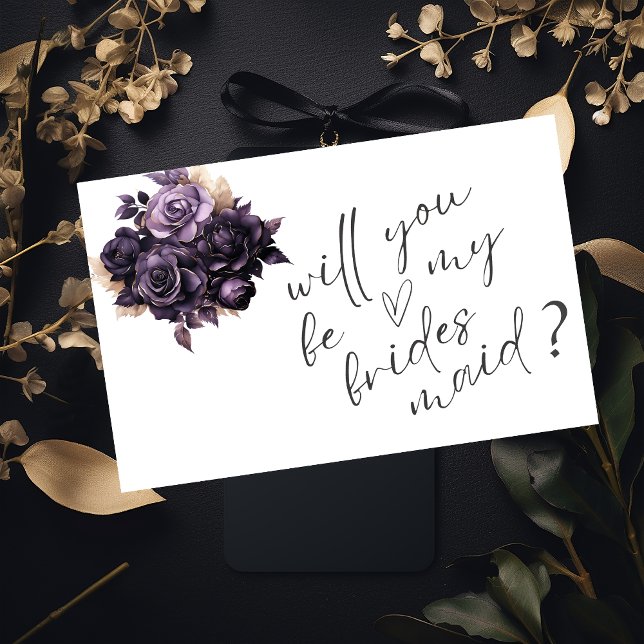 Elegant Black Flowers Bridesmaid Card (Creator Uploaded)