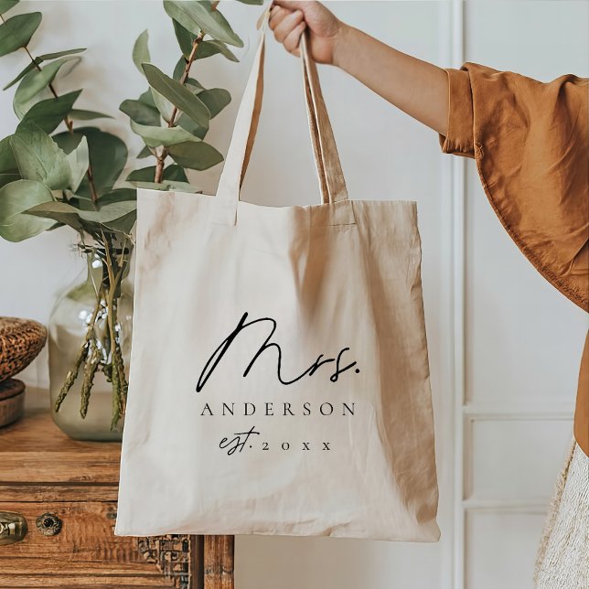 Elegant Black Font Custom Mrs Tote Bag (Creator Uploaded)