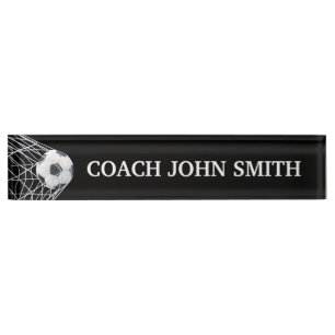 Elegant Black Football Coach Nameplate