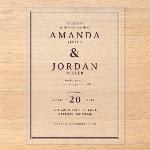 Elegant Black Formal Wedding Invitation