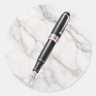 Elegant Black Fountain Pen Watercolor Sticker