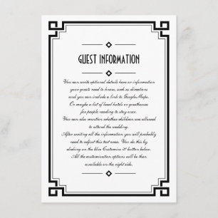 Elegant Black Frame Art Deco Wedding Insert Card