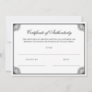 Elegant Black Frame Certificate of Authenticity