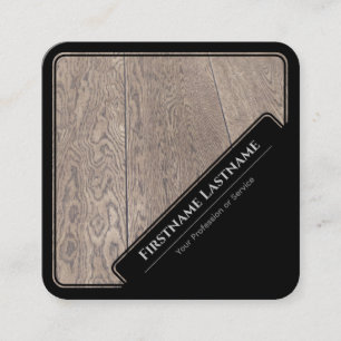 Elegant black framed wooden style parquet flooring square business card