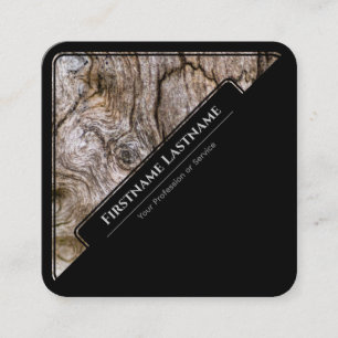 Elegant black framed wooden style wood grain square business card