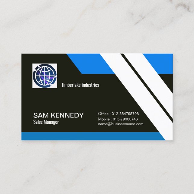 Elegant Black Futuristic Sales Manager Business Card (Front)
