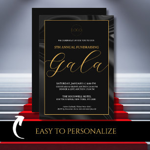 Elegant Black Gala Fundraising Event Invitation