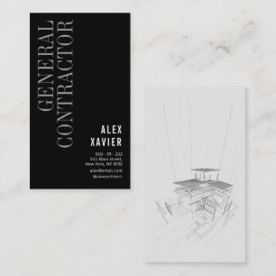 elegant black general contractor business card