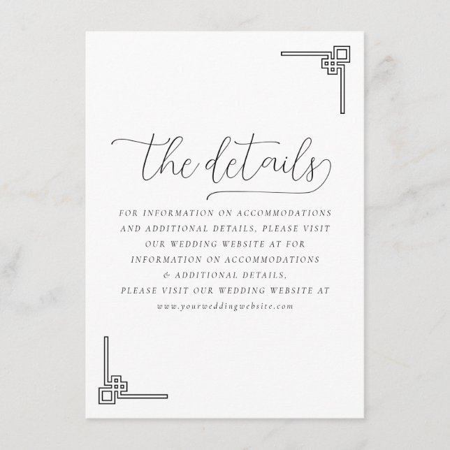Elegant Black Geometric Details Enclosure Card (Front)