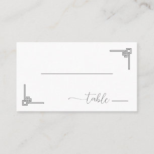 Elegant Black Geometric Minimalism Place Card