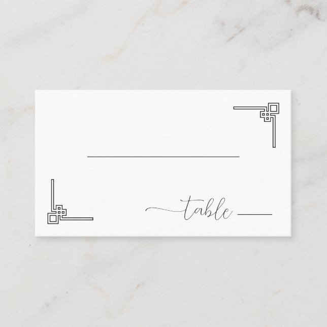 Elegant Black Geometric Minimalism Place Card (Front)