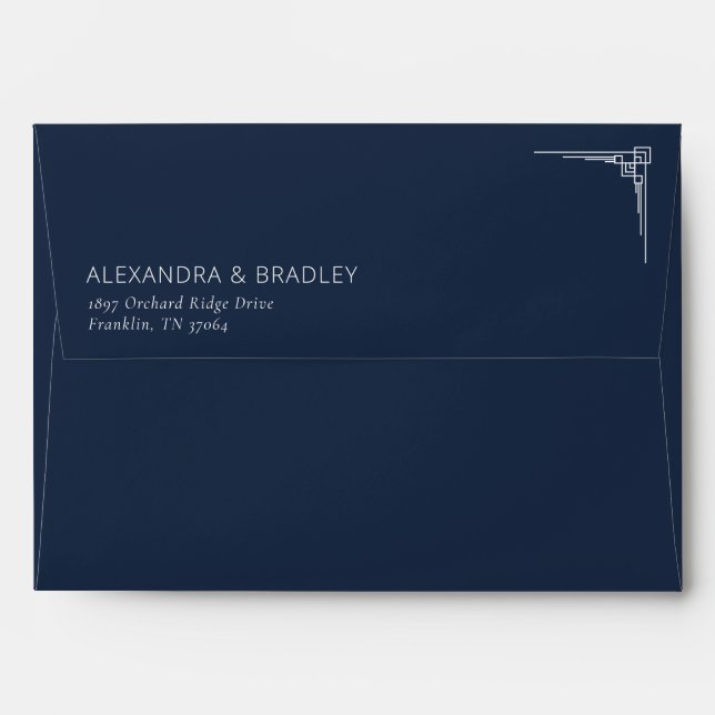 Elegant Black Geometric Minimalist Envelope (Back (Top Flap))