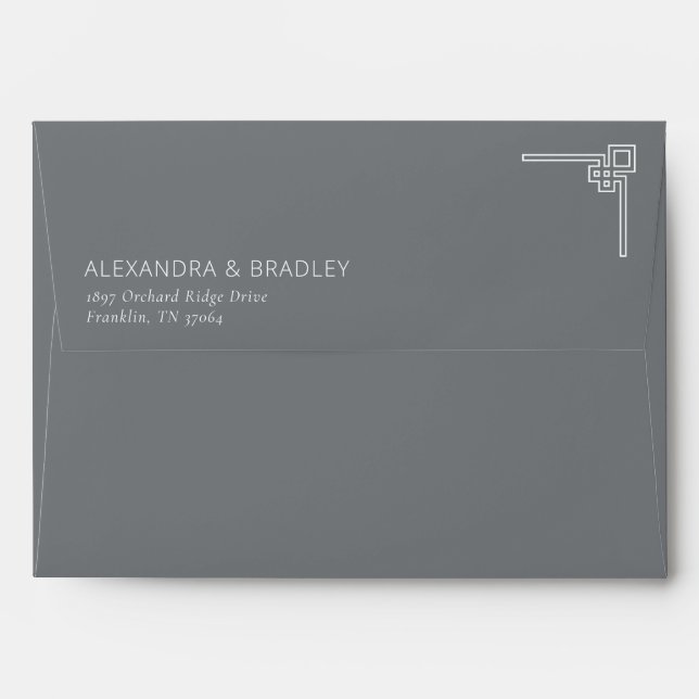 Elegant Black Geometric Minimalist Envelope (Back (Top Flap))