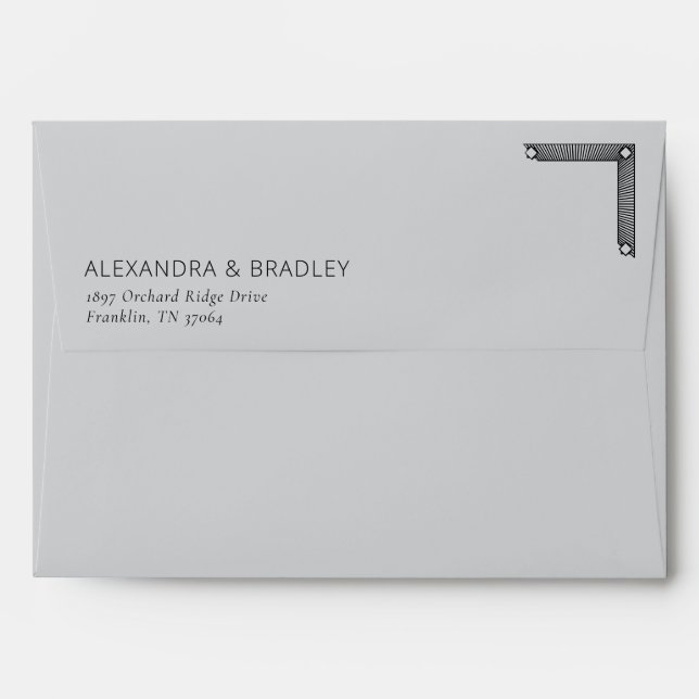 Elegant Black Geometric Minimalist Envelope (Back (Top Flap))