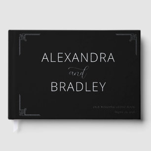 Elegant Black Geometric Motions Guest Book