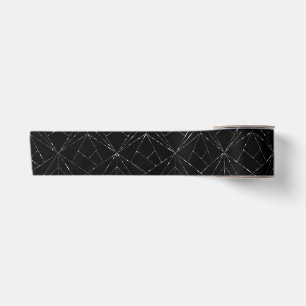 Elegant Black Geometric Shapes With Glitter Look Satin Ribbon