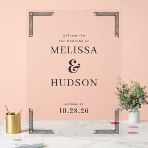 Elegant Black Geometric Wedding Acrylic Sign