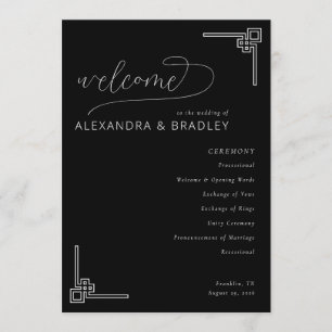 Elegant Black Geometric Wedding Program