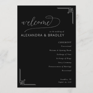 Elegant Black Geometric Wedding Program