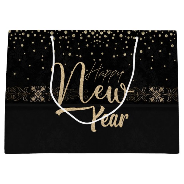 Elegant Black Gift Bag for New Year (Front)