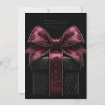 Elegant Black Gift Box with Burgundy Bow