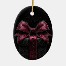 Elegant Black Gift Box with Burgundy Bow