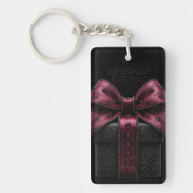 Elegant Black Gift Box with Burgundy Bow