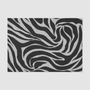 Elegant Black Glitter Silver Zebra Animal Print Tissue Paper