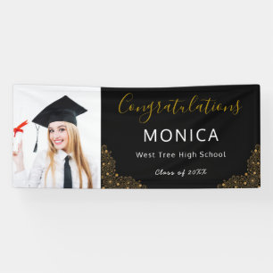 Elegant Black Gold 2021 Graduation Photo Banner