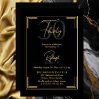Elegant Black Gold 30th Birthday Art Deco Party
