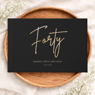 Elegant Black & Gold 40th Birthday Party Guest Book