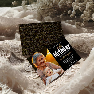 Elegant Black & Gold 40th Birthday Party photo Invitation