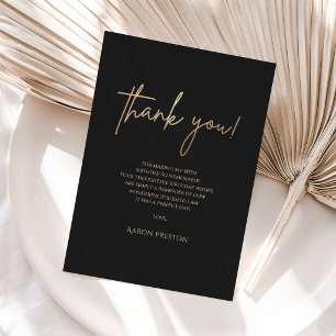 Elegant Black Gold 40th Birthday Thank You Card