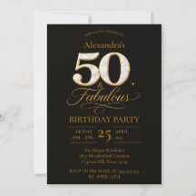 Elegant Black Gold 50th Birthday