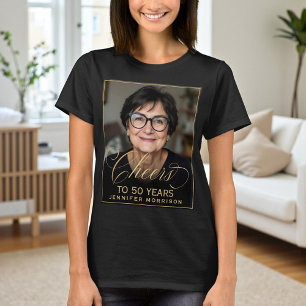 Elegant Black & Gold 50th Birthday Party Photo T-Shirt