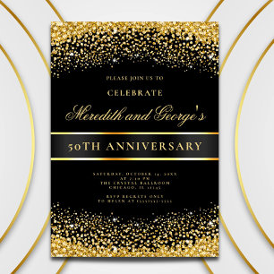 Elegant Black Gold 50th Golden Anniversary Party Invitation