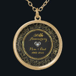 Elegant Black & Gold 50th Wedding Anniversary Gold Plated Necklace<br><div class="desc">Elegant black and gold 50th wedding anniversary</div>