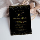 Elegant black gold 50th wedding anniversary invitation<br><div class="desc">An elegant design with black and gold colours.
You can personalise the wording,  text size,  colours and font on this wedding invite.</div>