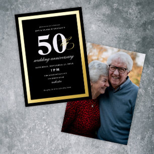 Elegant Black Gold 50th Wedding Anniversary Party