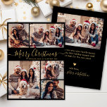 Elegant Black Gold 5 Photo Collage Christmas  Holiday Card<br><div class="desc">Modern Simple Elegant Calligraphy Black and Gold 5 Photo Collage Merry Christmas Script Holiday Card. This festive, minimalist, whimsical five (5) photo holiday greeting card template features a pretty grid photo collage and says „Merry Christmas”! The „Merry Christmas” greeting text is written in a beautiful hand lettered swirly swash-tail font...</div>